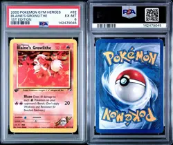 Pokemon 2000 LP Blaine's Growlithe 1st Edition 62/132 Gym Heroes PSA 6 - Image 3