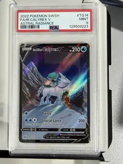 Pokemon Ice Rider Calyrex V Full Art Ultra Rare Holo Astral Radiance TG14 PSA 9 - Image 1