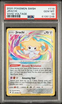 2020 POKEMON SWORD & SHIELD JIRACHI VIVID VOLTAGE #119 PSA 10 GEM MINT - Image 1