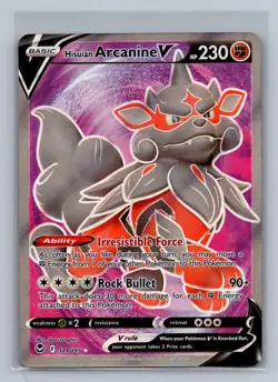 Hisuian Arcanine V 179/195 Rare Ultra Silver Tempest Pokemon Near Mint - Image 1