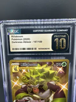 Rillaboom 197/189 Secret Rare Gold CGC Pristine 10, Pokemon Darkness Ablaze - Image 2