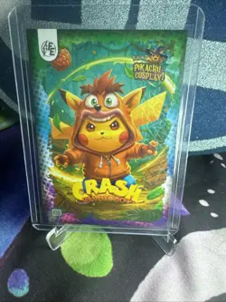 Crash Bandicoot (Pikachu) #109 - Galaxy Holo - Electric Pikachu Cosplay Pokemon - Image 1