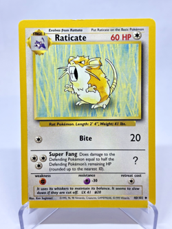 Raticate 040/102 Pokemon Base Set Regular Heavily Played Unlimited Edition - Image 1