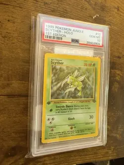 1999 POKEMON JUNGLE 1ST ED #10 SCYTHER-HOLO PSA 10 - Image 1
