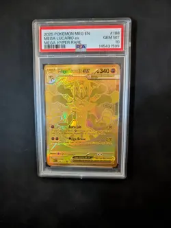 🔥Pokemon 2025 Mega Lucario ex 188/132 Me01: Mega Evolution Holo Gold, PSA 10🔥 - Image 1