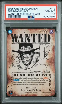 2025 ONE PIECE OP13-CARRYING ON HIS WILL #119 PORTGAS D. ACE PSA 10 - Image 1