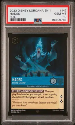 PSA 10 💎 Hades Infernal Schemer 147/204 First Chapter FOIL 2023 Disney Lorcana - Image 1