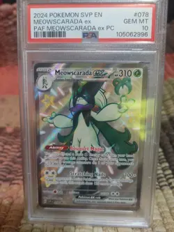 Pokemon 2024 Paldean Fates Prem Coll MEOWSCARDA EX #078 PSA 10 Gem Mint - Image 1