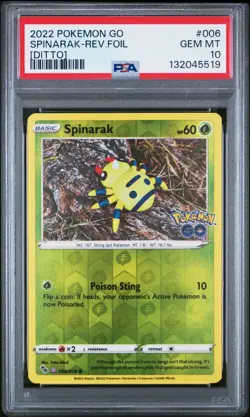 2022 Pokemon GO SPINARAK REV. FOIL (DITTO) #006 PSA 10 LOW POP - Image 1