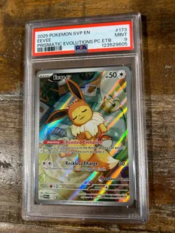 POKEMON 2025 Prismatic Evolutions ETB EEVEE Pokemon Center #173 PSA 9 Mint 2 - Image 1