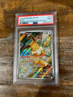 POKEMON 2025 Prismatic Evolutions ETB EEVEE Pokemon Center #173 PSA 9 Mint 3 - Image 1