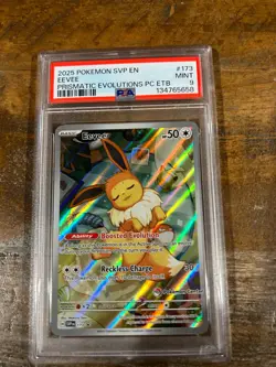 POKEMON 2025 06 Prismatic Evolutions ETB EEVEE Pokemon Center #173 PSA 9 - Image 1