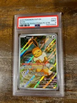 POKEMON 2025 Prismatic Evolutions ETB EEVEE Pokemon Center #173 PSA 9 Mint 4 - Image 1