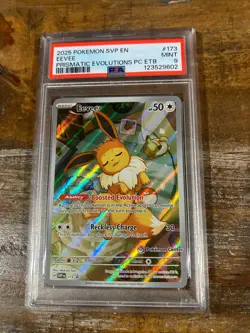 POKEMON 2025 Prismatic Evolutions ETB EEVEE Pokemon Center #173 PSA 9 Mint SVP - Image 1