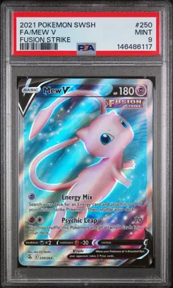 Mew V Pokemon Sword & Shield Fusion Strike 250 NM PSA 9 - Image 1