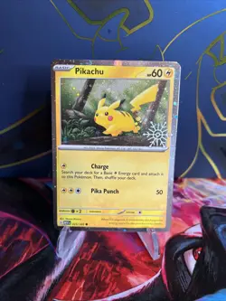Pokemon TCG Holiday Calendar 151 Pikachu Holiday Stamped Cosmos Holo #025/165 - Image 1