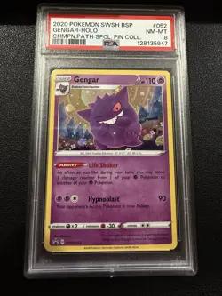2020 POKEMON SW&SH BSP CHAMPIONS PATH SPECIAL PIN #SWSH052 GENGAR HOLO PSA 8 - Image 1