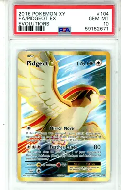 2016 Pokemon XY Evolutions Pidgeot EX #104 FA PSA 10 GEM MINT - Image 1