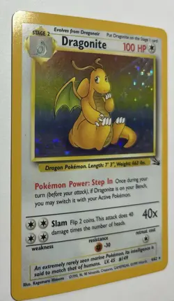 DRAGONITE HOLO 4/62 WOTC POKEMON FOSSIL HOLO VERY NICE 🐉💎 - Image 2