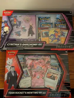 Pokemon TCG: Team Rockets Mewtwo Ex Box & Cynthia's Garchomp Ex Box Combo New - Image 1