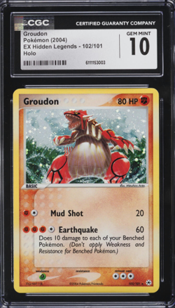 2004 Pokemon EX Hidden Legends Holo Groudon #102 CGC 10 GEM MINT - Image 1