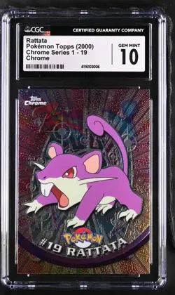 CGC 10 Topps Chrome Rattata #19 Holo Foil Rare Pokemon TV 2000 (not PSA) - Image 1