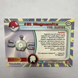 Topps Pokemon Magnemite #81 1999 TV Animation Edition Non Holo Blue Logo NM - Image 2