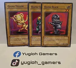 YUGIOH OJAMA SET DIFFERENT SETS BLACK YELLOW GREEN COMMON LIGHT PLAYED - Image 1