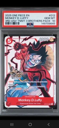 One piece Monkey D. Luffy 3rd Anniversary 3 brothers Pack #012 PSA 10 Gem mint - Image 3