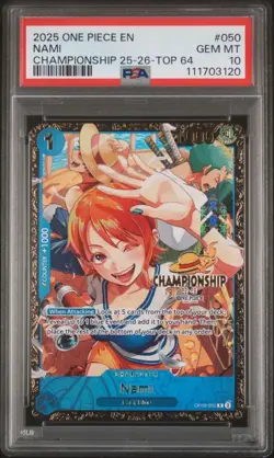 [PSA 10] Nami OP09-050 Championship 25-26 Top 64 Promo Regional ONE PIECE - Image 1
