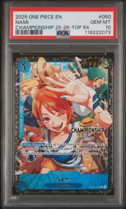 [PSA 10] Nami OP09-050 Championship 25-26 Top 64 Promo Regional ONE PIECE - Image 1