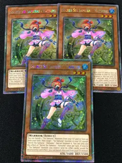 Yugioh Secret Six Samurai Hatsume RA03-EN016 Platinum 1st Secret x3 (NM) - Image 1