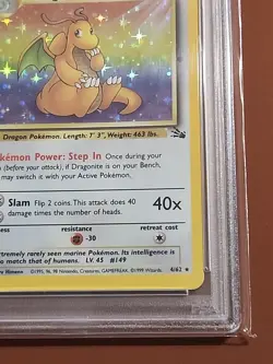 1999 Pokemon TCG Dragonite Fossil Holo Card 4/62 PSA 8 - Image 5