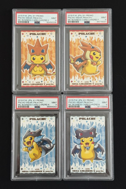 Poncho Pikachu Charizard X/Y Business Card PSA 9 Set of 4 JPN Promo - Image 1