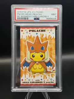 Poncho Pikachu Charizard X/Y Business Card PSA 9 Set of 4 JPN Promo - Image 3