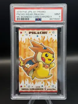 Poncho Pikachu Charizard X/Y Business Card PSA 9 Set of 4 JPN Promo - Image 5