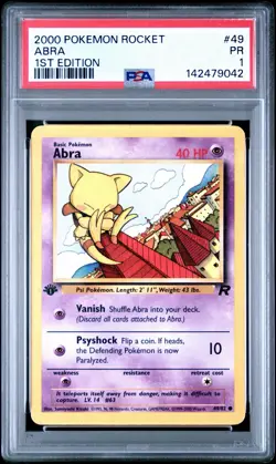 2000 Pokemon Rocket Abra #49 1st Edition PSA 1 - Image 1