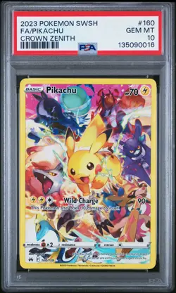 Pikachu 2023 #160 PSA 10 Pokemon Swsh Crown Zenith Secret Rare - Image 1