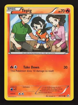 Pokemon TCG Tepig Legendary Treasures 25/113 Regular Common LP + 2013 Non Holo - Image 1