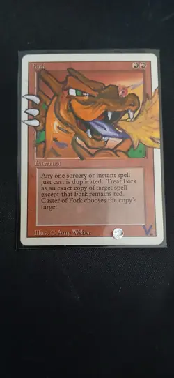 Mtg Hand Painted Altered Art Fork Pokemon Artwork Painting Signed - Image 1