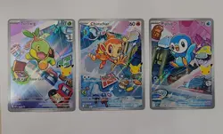 Pokemon First Partner Illustration Turtwig 040 Chimchar 041 Piplup 042 Promo Set - Image 1