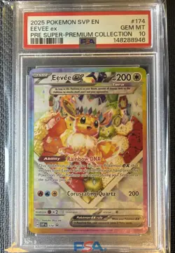 Pokemon Prismatic Evolutions Super-Premium Collection #174 Eevee EX, PSA 10 - Image 1