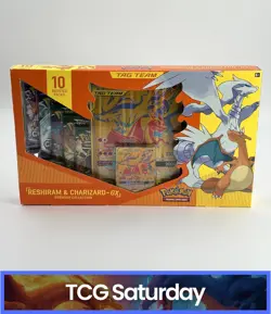 2021 POKEMON TAG TEAM RESHIRAM & CHARIZARD GX PREMIUM COLLECTION SEALED - Image 1