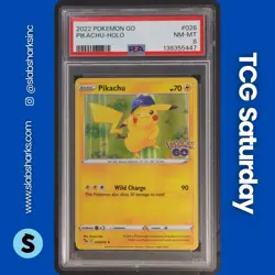 2022 POKEMON SWSH POKEMON GO #028/078 PIKACHU HOLO RARE PSA 8 - Image 1