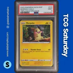 2020 POKEMON SWSH BS PROMO TRIPLE BLISTER PACK #SWSH012 MORPEKO HOLO RARE PSA 9 - Image 1