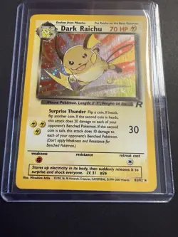 Vintage Pokemon TCG Dark Raichu Team Rocket 83/82 Holo Secret Rare 2000 Wizards - Image 1