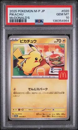 2025 POKEMON JAPANESE M-P PROMO MCDONALD'S #020 PIKACHU PSA 10 - Image 1