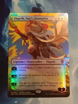 1x Elspeth, Sun's Champion, Borderless Art Foil, Bloomburrow Commander, MTG NM - Image 1