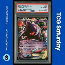 2014 POKEMON XY PHANTOM FORCES #034/119 GENGAR EX PSA 10 - Image 1