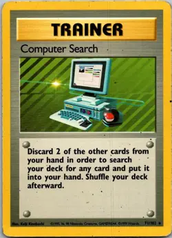 Computer Search 71/102 Rare Base Set Unlimited Pokemon Moderately Played - Image 1